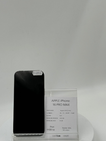 Imagine IPhone 16 PRO MAX  256GB Baterie 100% 148 cicluri
