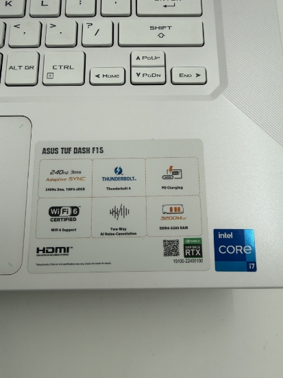 Imagine ASUS TUF DASH F15 i7-11370 / 16 GB / SSD 1 TB / RTX 3070 8 GB 