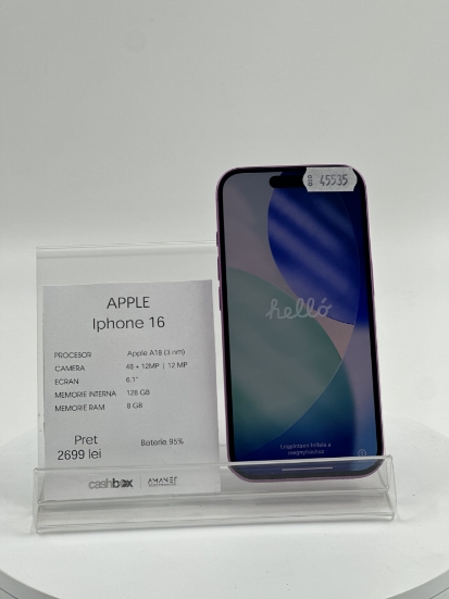 Imagine IPhone 16 128GB baterie 95% 