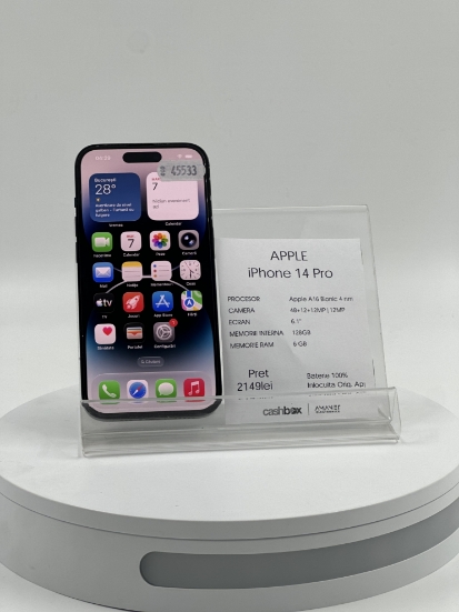 Imagine IPhone 14 PRO (128GB) baterie 100%, inlocuita 