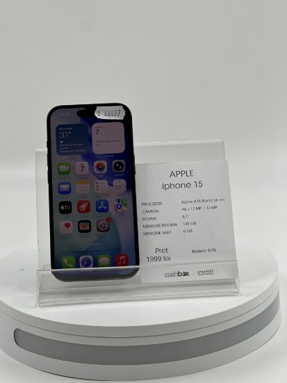 Imagine IPhone 15 128GB Baterie 87%