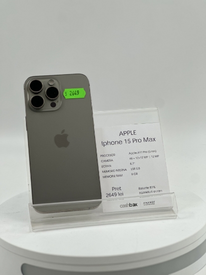 Imagine IPhone 15 PRO MAX (256) Baterie 87%