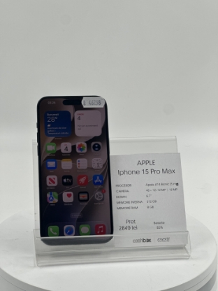 Imagine IPhone 15 Pro Max 512GB bat 85% zgarieturi multiple mici pe ecran