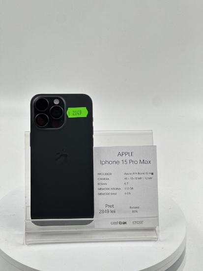 Imagine IPhone 15 Pro Max 512GB bat 85% zgarieturi multiple mici pe ecran